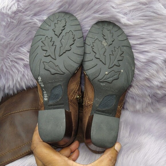 Born Leather Knee High Harness Boots Brass Studs Womens Size 6 Brown W62173 - Picture 8 of 12